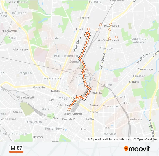 87 Bus Line Map