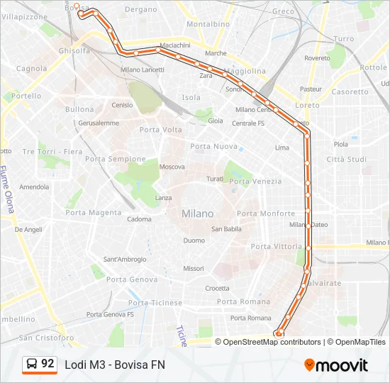 92 Bus Line Map