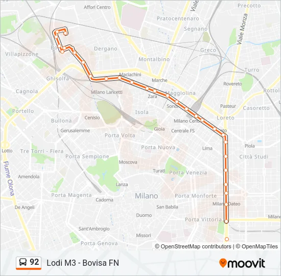 92 Bus Line Map