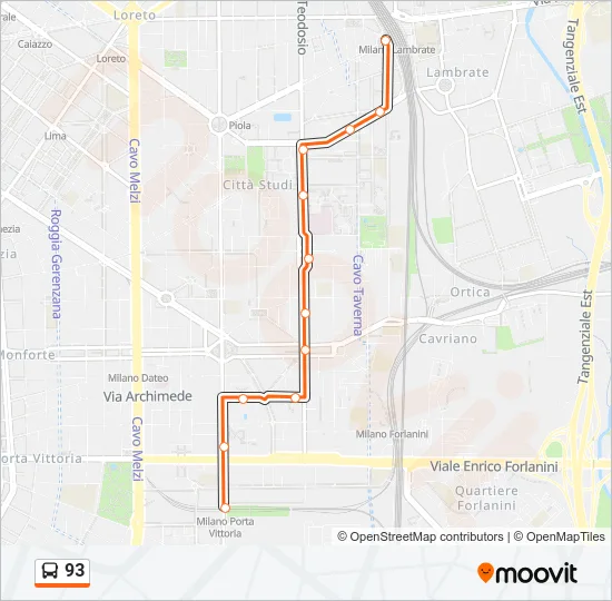 93 Bus Line Map