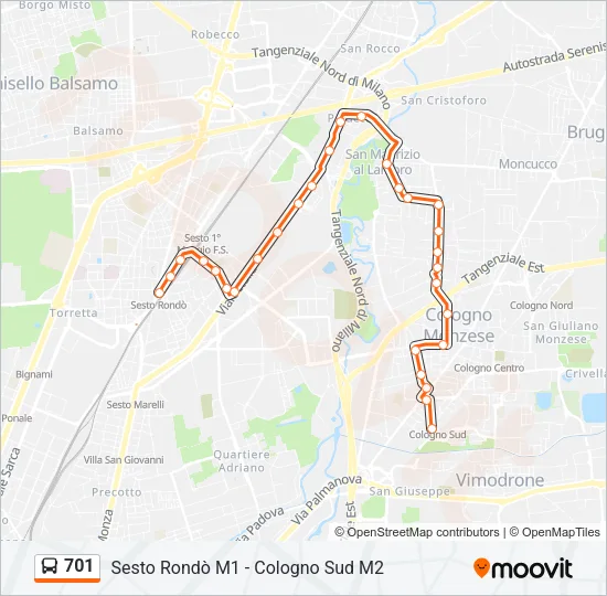 701 Bus Line Map