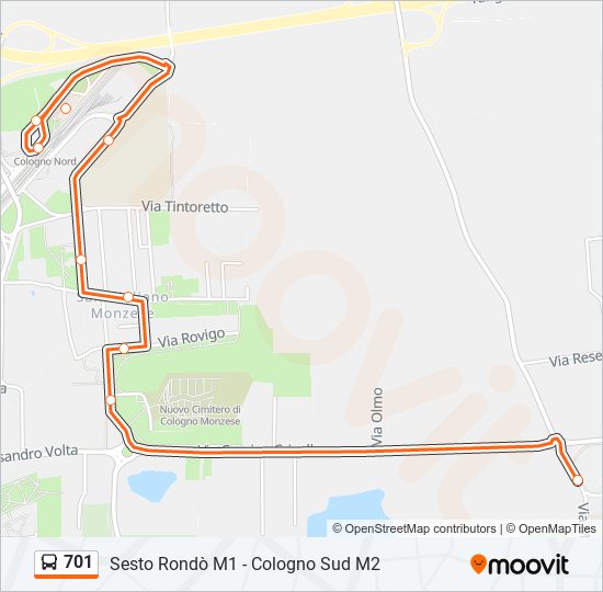 701 bus Line Map