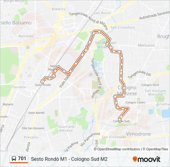 701 Bus Line Map