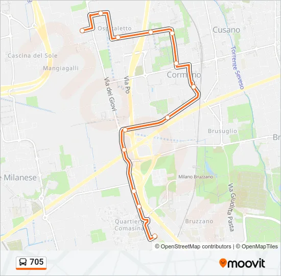 705 Bus Line Map