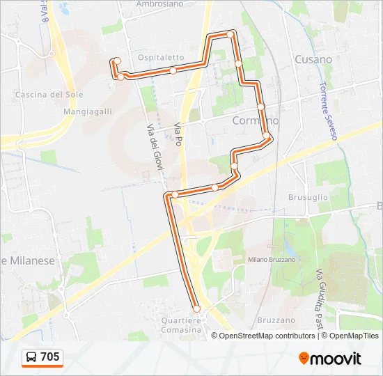 705 Bus Line Map