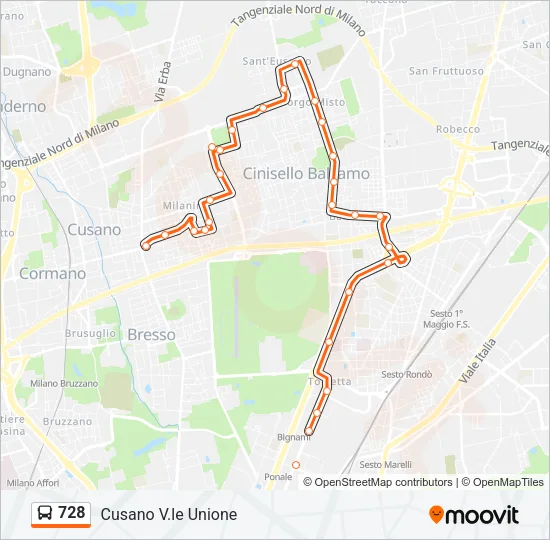 728 Bus Line Map