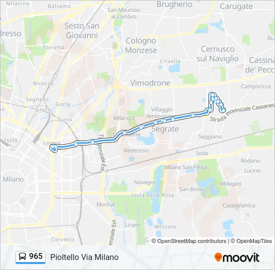 965 Bus Line Map