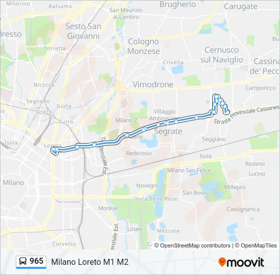 Percorso linea bus 965