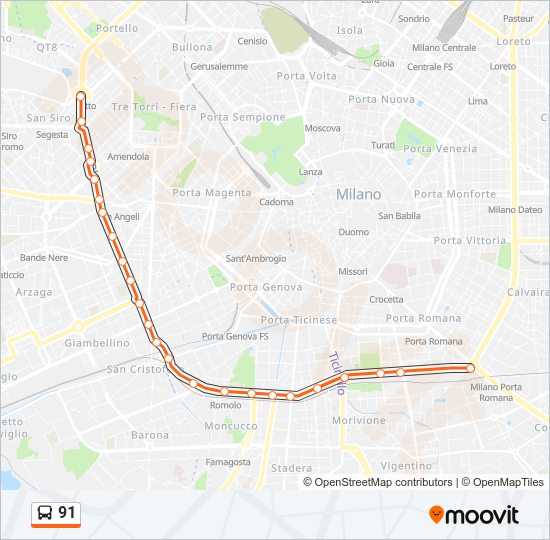 91 bus Line Map