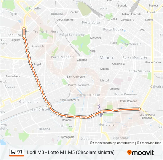 91 Bus Line Map
