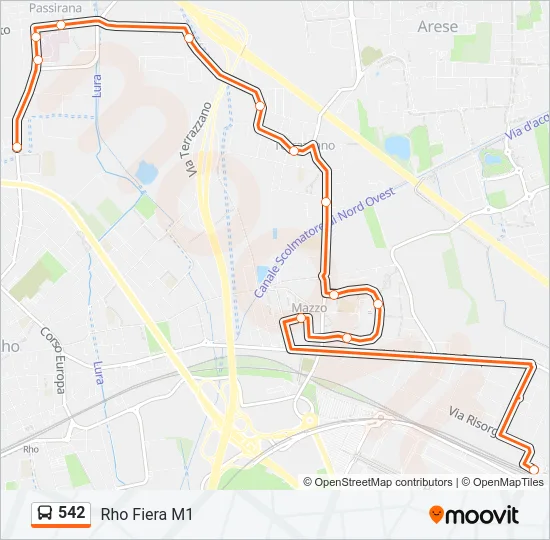 542 Bus Line Map