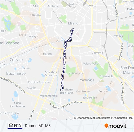 N15 bus Line Map