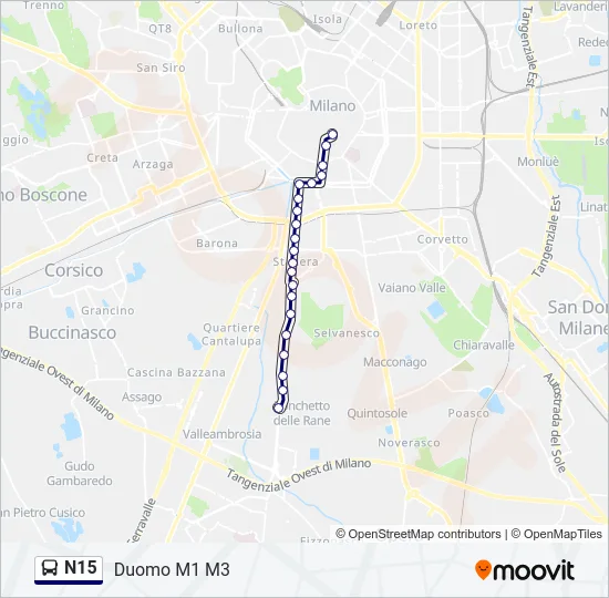 N15 Bus Line Map