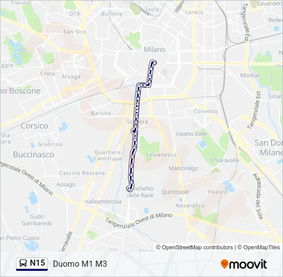 N15 Bus Line Map
