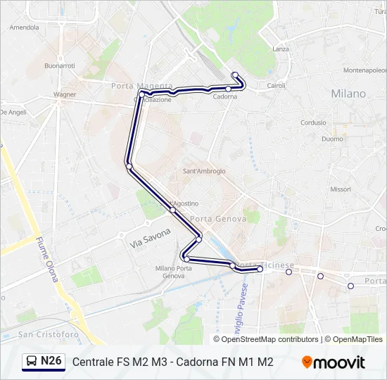 N26 Bus Line Map