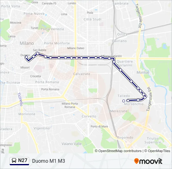 N27 Bus Line Map