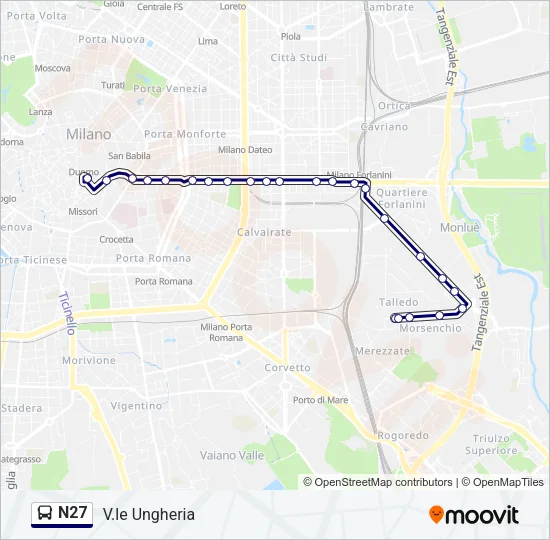 N27 Bus Line Map