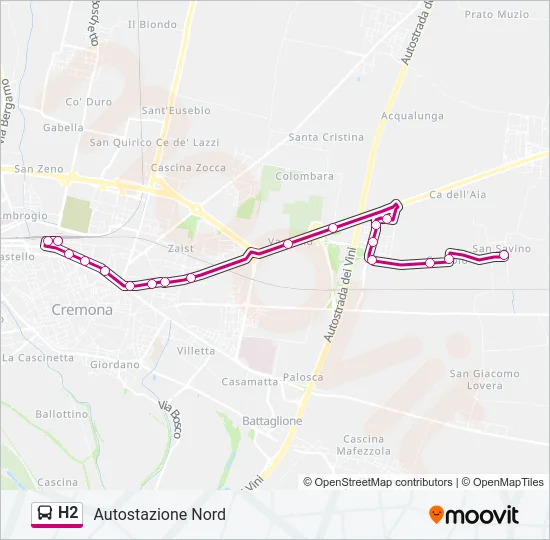 H2 Bus Line Map