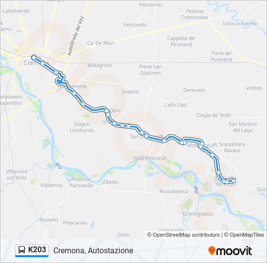 Percorso linea bus K203