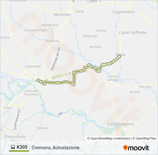 K205 Bus Line Map