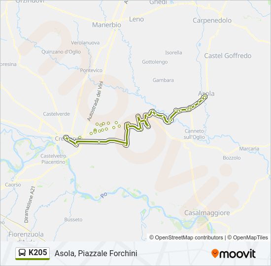 Percorso linea bus K205