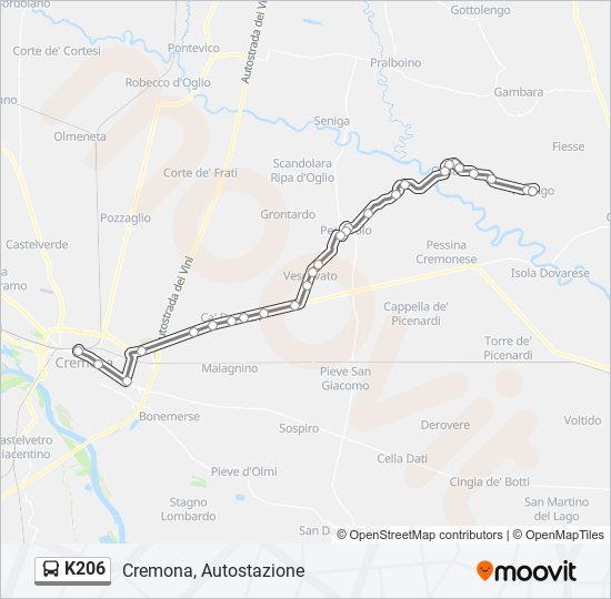 K206 bus Line Map