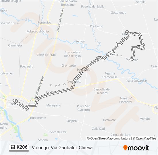 Percorso linea bus K206