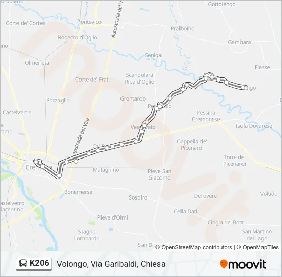 K206 Bus Line Map