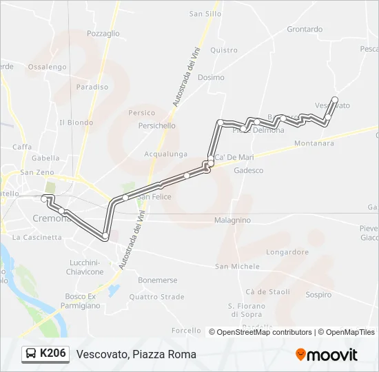 K206 Bus Line Map