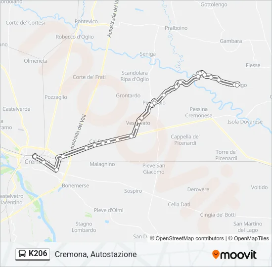 K206 Bus Line Map