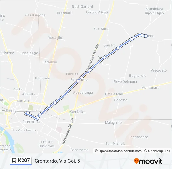K207 Bus Line Map