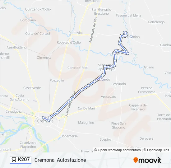 Percorso linea bus K207