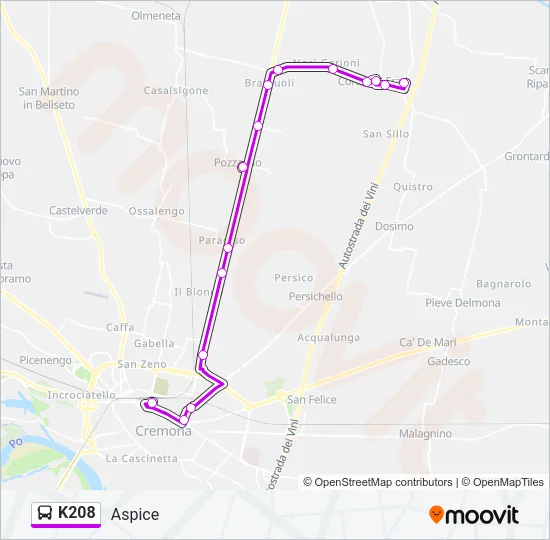 K208 Bus Line Map