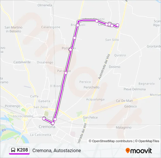 K208 Bus Line Map
