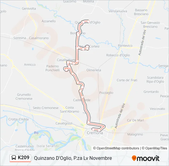K209 Bus Line Map