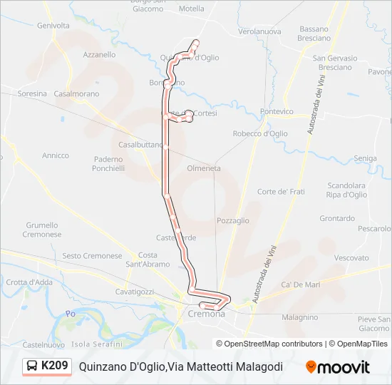 K209 Bus Line Map