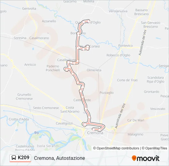 K209 Bus Line Map