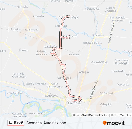 K209 bus Line Map