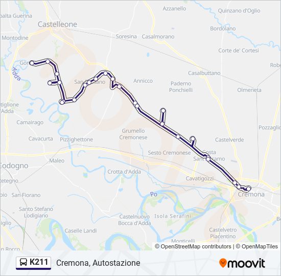 K211 bus Line Map