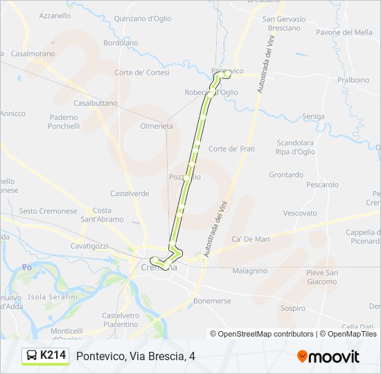 K214 bus Line Map