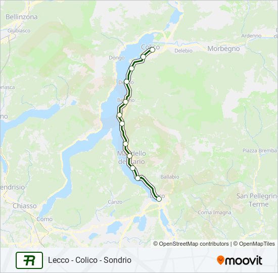 Percorso linea treno R13