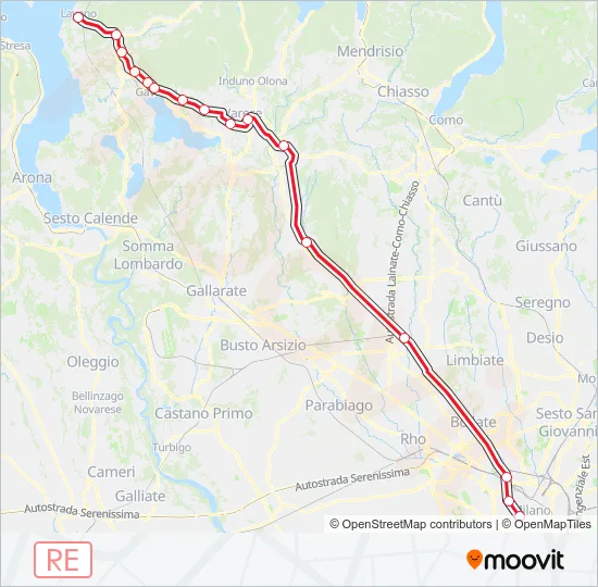 RE1 Train Line Map