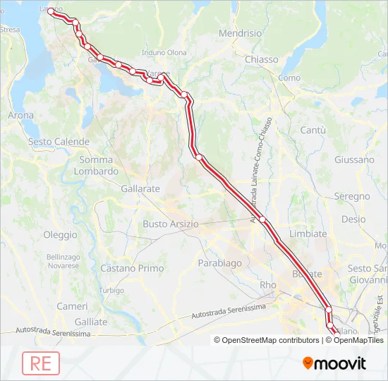 RE1 Train Line Map