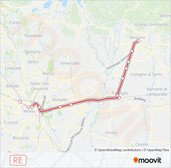 RE2 Train Line Map