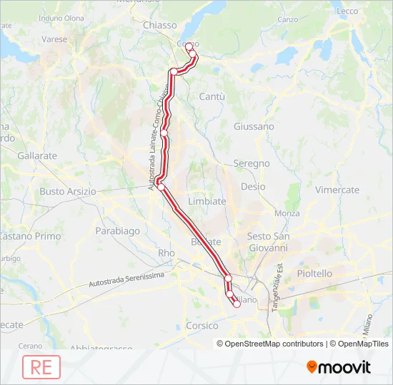 RE7 Train Line Map