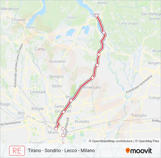 RE8 Train Line Map