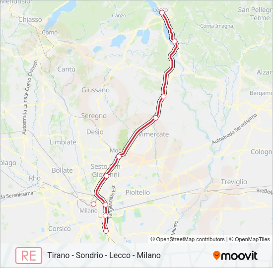 RE8 Train Line Map