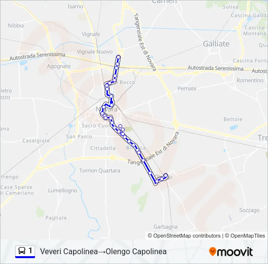 1 Bus Line Map