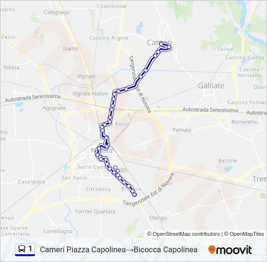 1 Bus Line Map