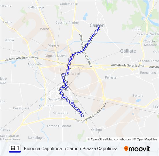 Percorso linea bus 1